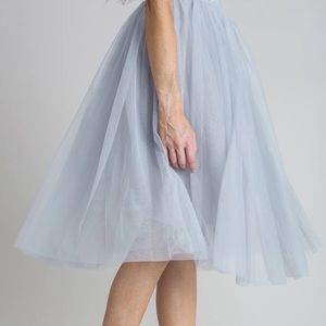ELOISE TULLE MIDI SKIRT IN GREY | S
